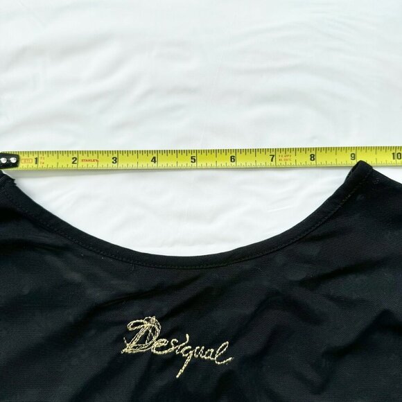 Desigual Women's Long Sleeve Geometric Print Top Sheer Floral Sleeves Size Small - Picture 2 of 16